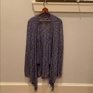 Heathered Navy Blue Drape Front Cardigan